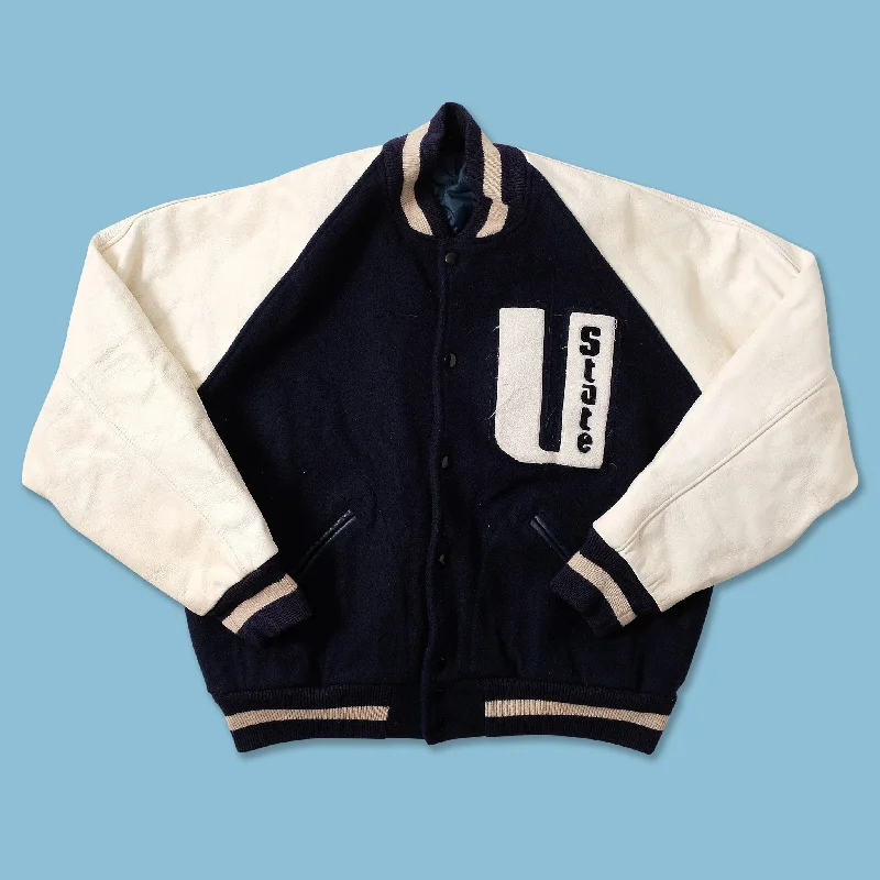 Vintage Wool Leather Varsity Jacket Medium