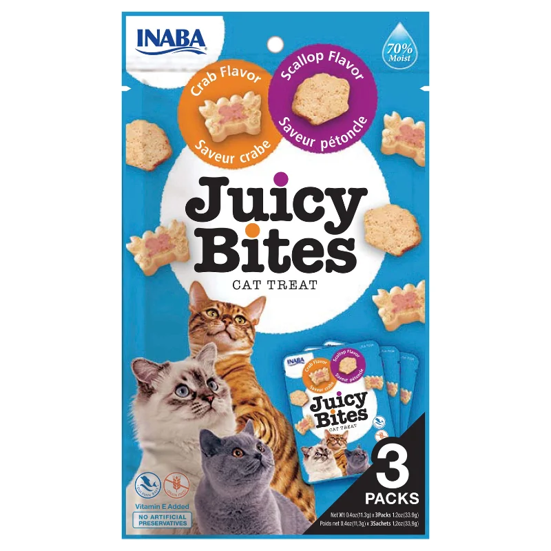 Churu Cat Treats Juicy Bites - Scallop & Crab (3 sticks x 11g) - Pack of 5