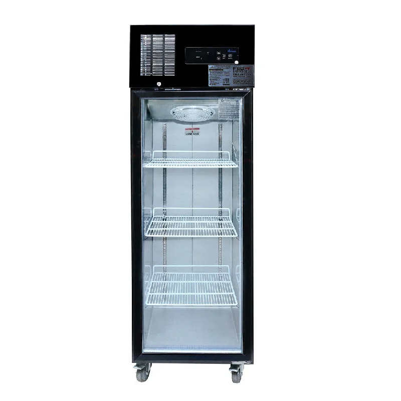 2NDs: Single Glass Door Upright Fridge Black Stainless Steel - SUCG500B