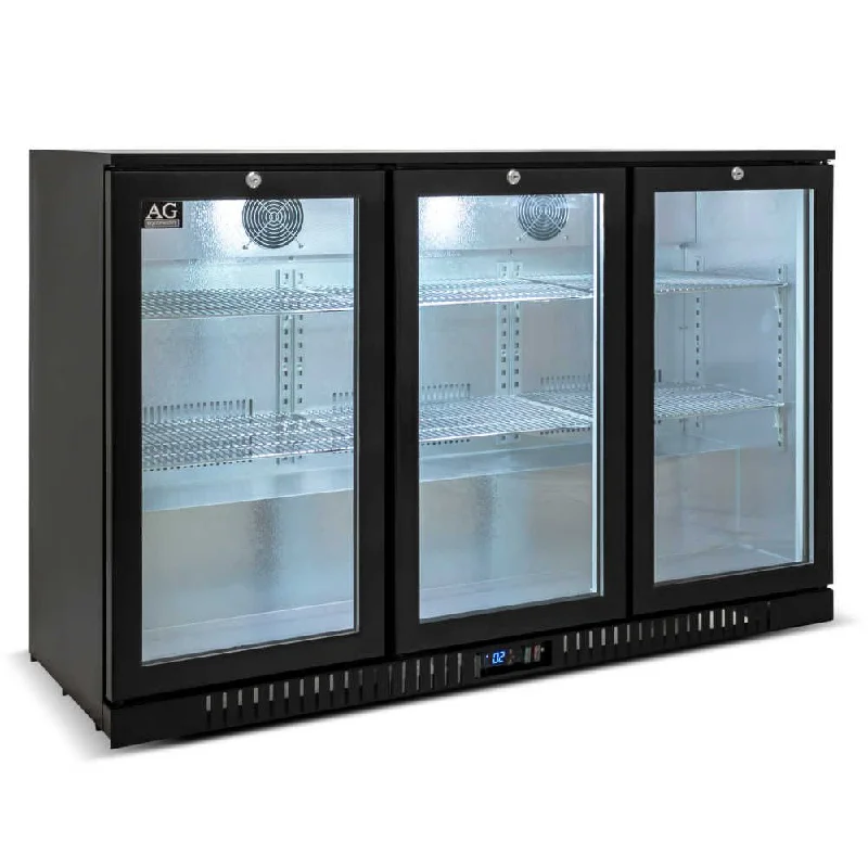 AG Three Door Bar Fridge - Black Body & Doors 3BBR-H
