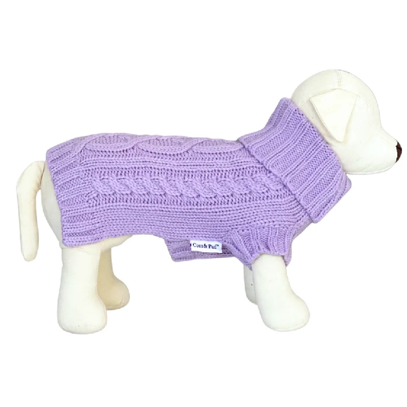 Coco Cable Dog Sweater/ Dog Jumper - Lilac