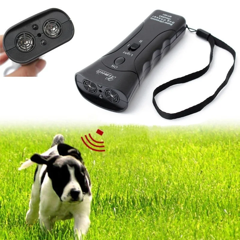 Ultrasonic Dog Repeller Stop Barking Training Device for Joggers Walkers Stop Aggressive Animal Attacks with LED Flashlight