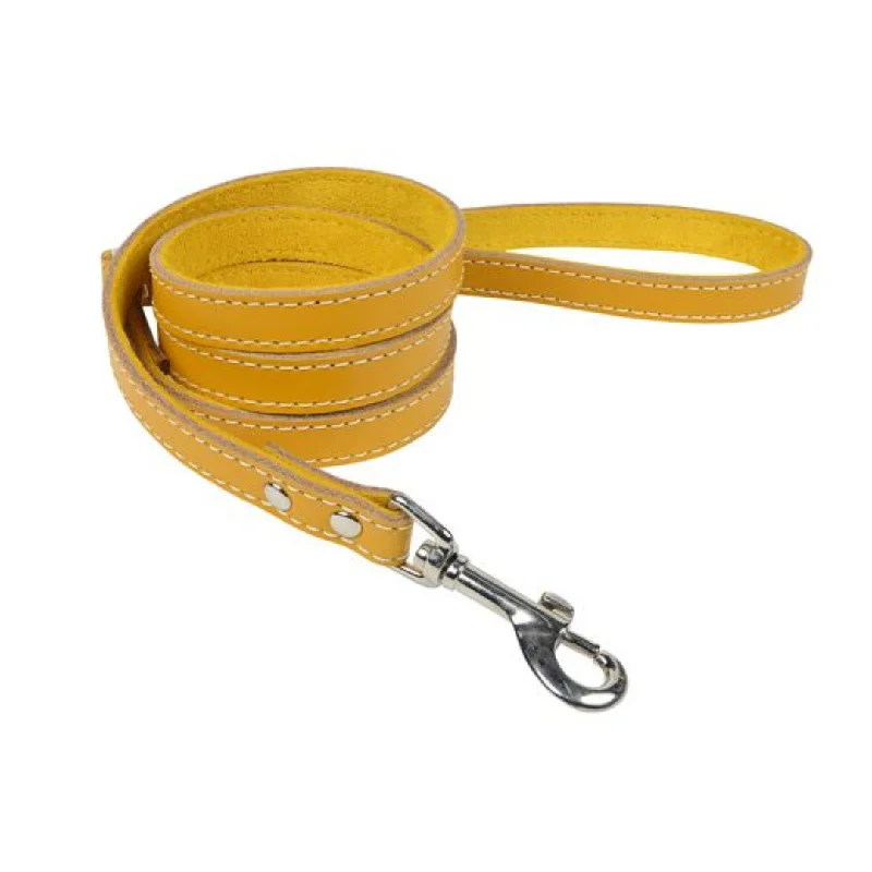 DOGUE Classic Stitch Leather Dog Lead - Mustard - Australian Made