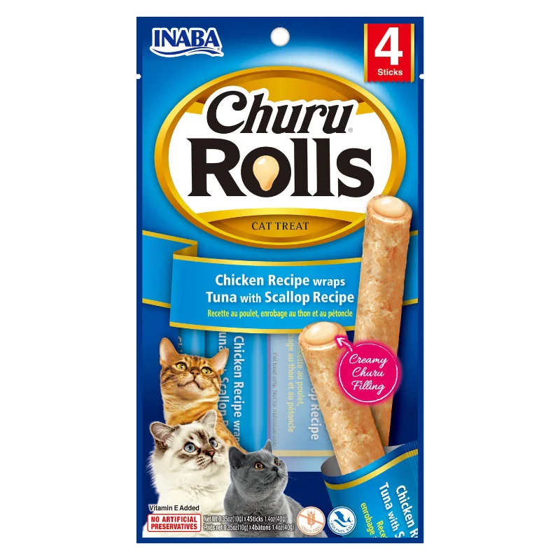 Churu Cat Treats Rolls - Chicken With Tuna & Scallop Recipe (39g) - Pack of 5