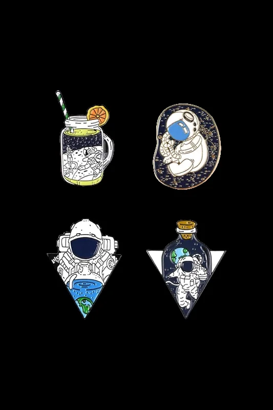 Space Traveler Enamel Pin - 4 Pack