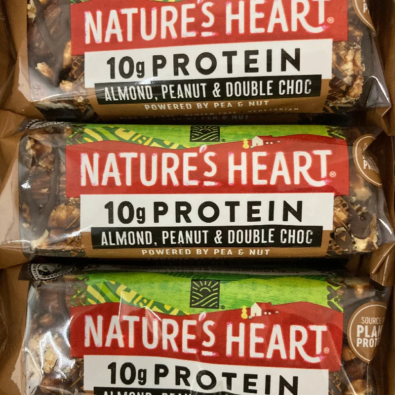 12x Natures Heart Almond, Peanut & Double Chocolate Protein Bars (12x45g)