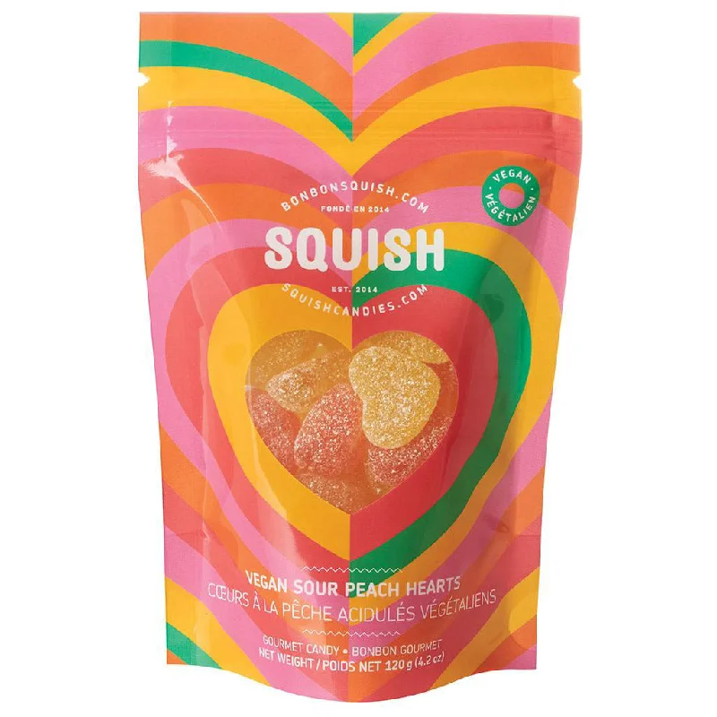 Squish Candies Sour Peach Hearts Gummies - 120g