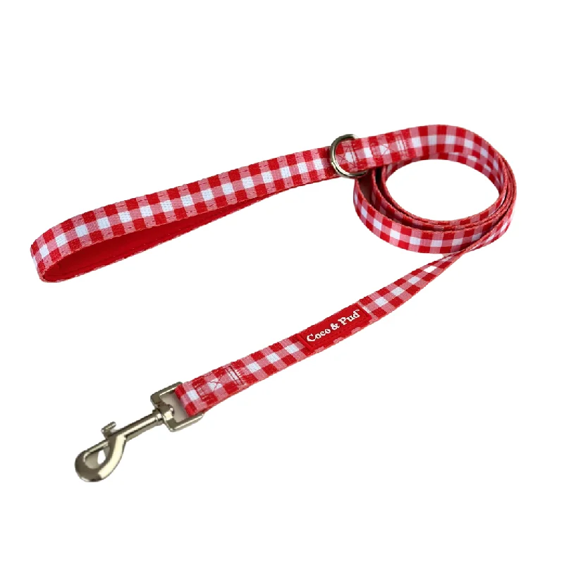 Gingham Red Dog lead/ Leash