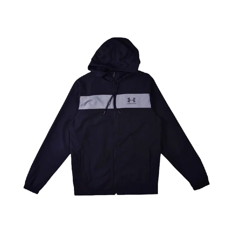 UA MEN L/S WIND BREAKER HOODIE 1361621-001 BLK S (IR.W)