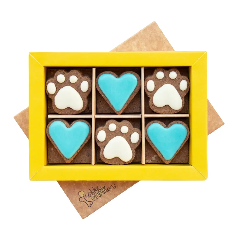 Golden Barkery Paw & Heart PupBiscuit Dog Treats - 12 Dog Biscuits Box Blue