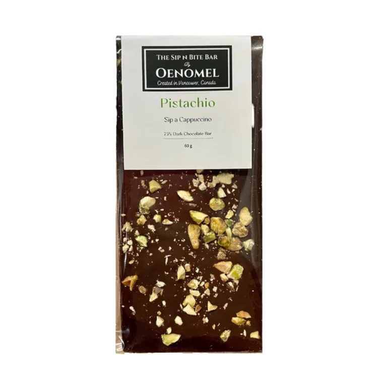 Oenomel Pistachio 75% Dark Chocolate Bar - 80g
