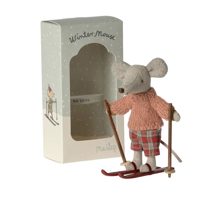 Maileg Mouse | Winter Mouse with Skis Big Sister