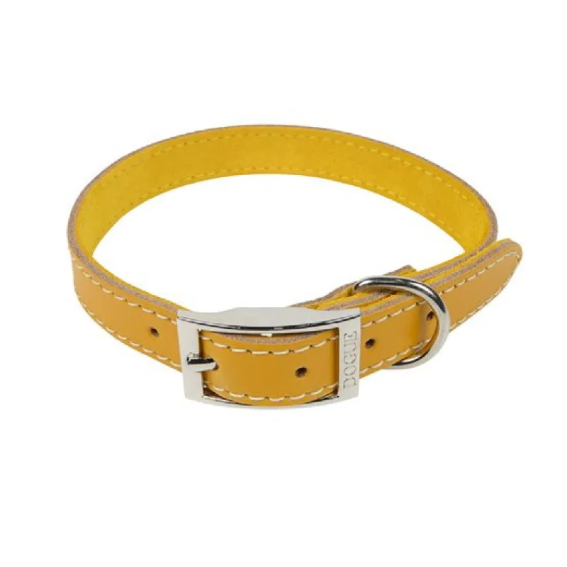 DOGUE Classic Stitch Leather Dog Collar - Mustard - Australian Made