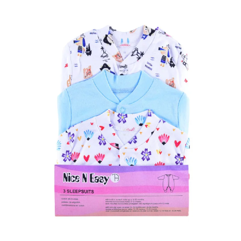 UNISEX L/S 3PC SLEEP SUIT W.SOCKS NICE&EASY MZS-24 0-3M 0053