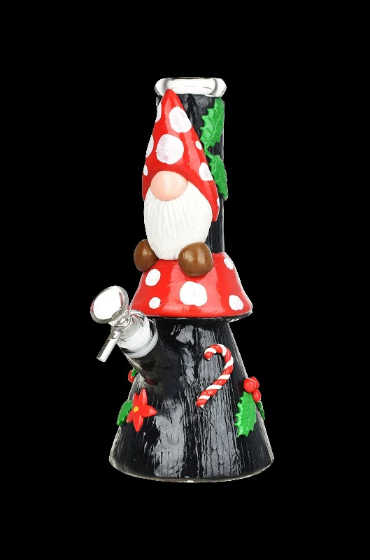 Mushroom Gnome Glass & Enamel Water Pipe