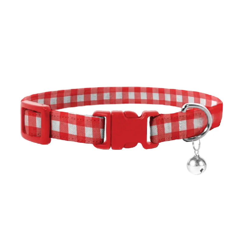 Gingham Red Cat Safety Collar & Bell