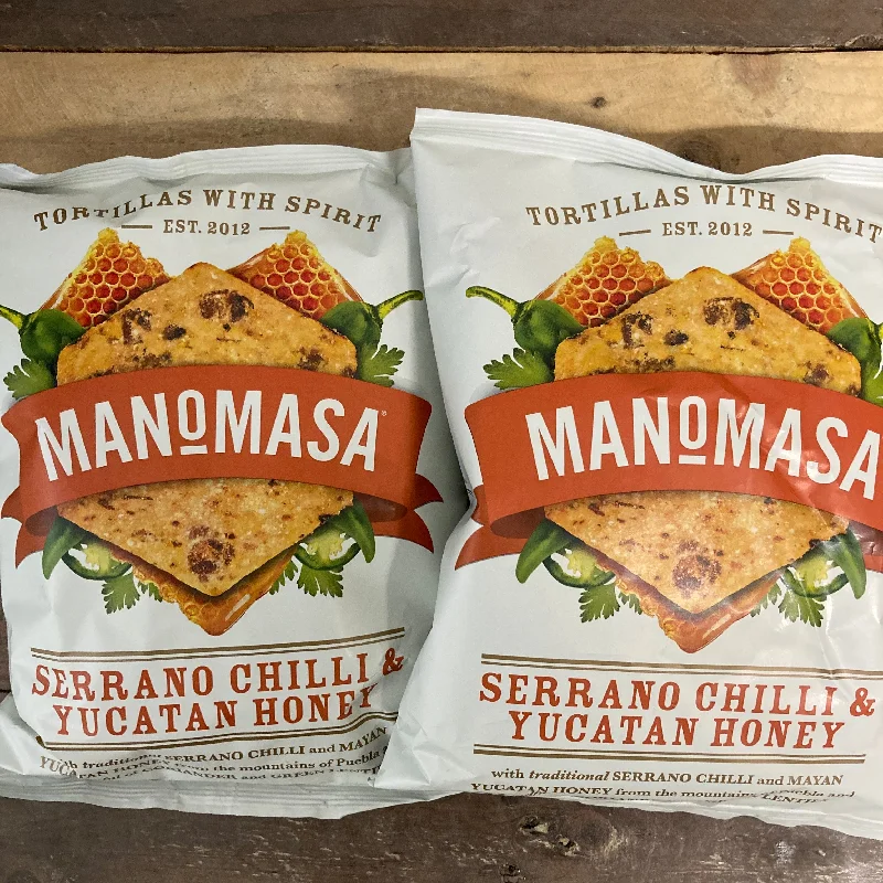 4x Manomasa Serrano Chilli & Yucatan Honey Tortilla Chips Sharing Bags (4x140g)