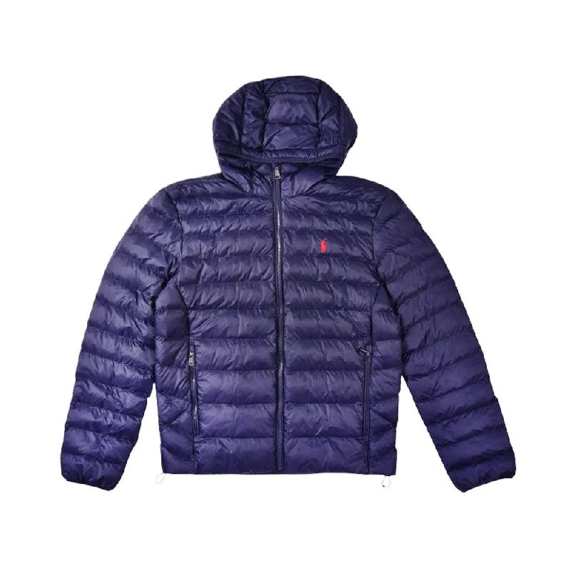 RL MEN L/S PUFFER JACKET WITH HOOD 156002 NVY S (IR.W)