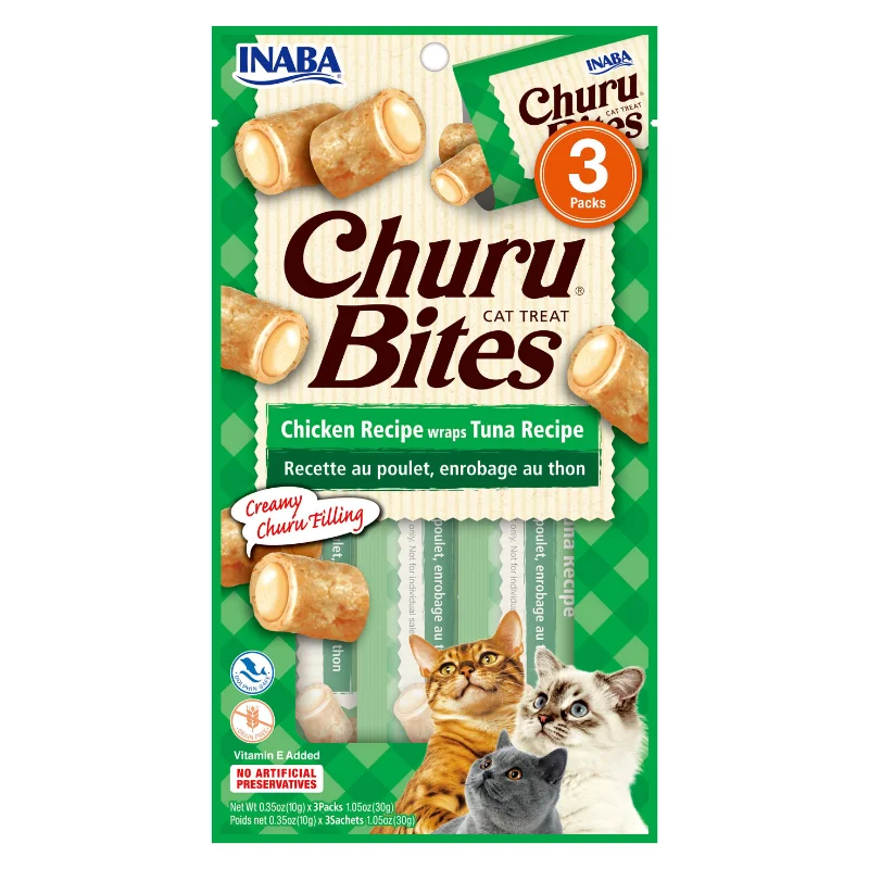 Churu Cat Treats Bites - Chicken Wraps With Tuna Recipe (3 packs x 10g) - Pack of 5 Churu Cat Treats Bites - Chicken Wraps With Tuna Recipe (3 packs x 10g) - Pack of 5