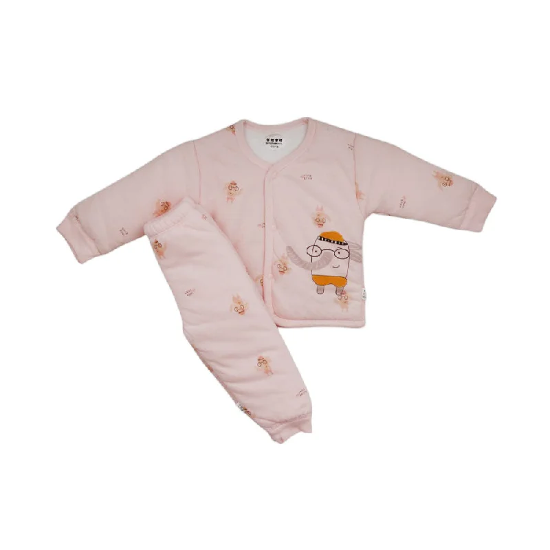 UNISEX L/S 2PC PAJAMA SUIT QUILTED MW-22 0-6M 004