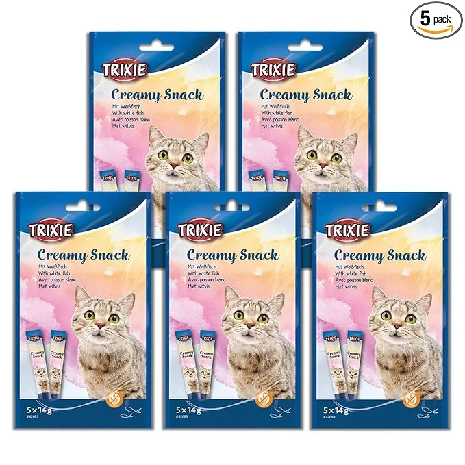 Trixie Creamy Snack With White Fish Cat Treat  5 - 14 gm - Pack of 5