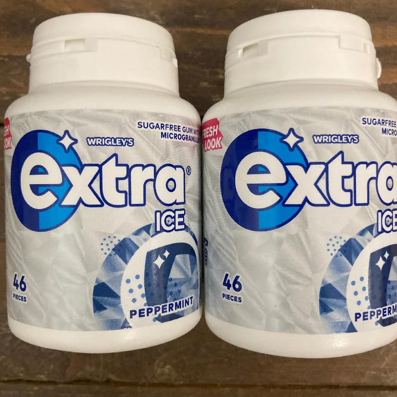 276x Wrigleys Extra Ice Peppermint Sugar Free Chewing Gum Pieces (6x Bottles of 46 Pieces)