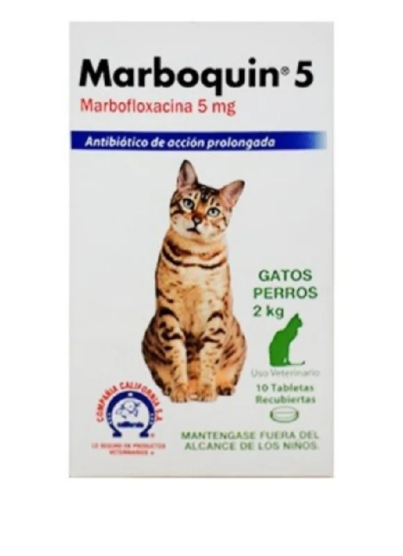 Marboquin 5 Mg Perro Y Gato 2 Kg x 10 Tab