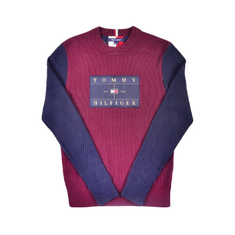 TH MEN L/S R-NECK SWEATER 78J6885-601 MHR/BLU M (IR)