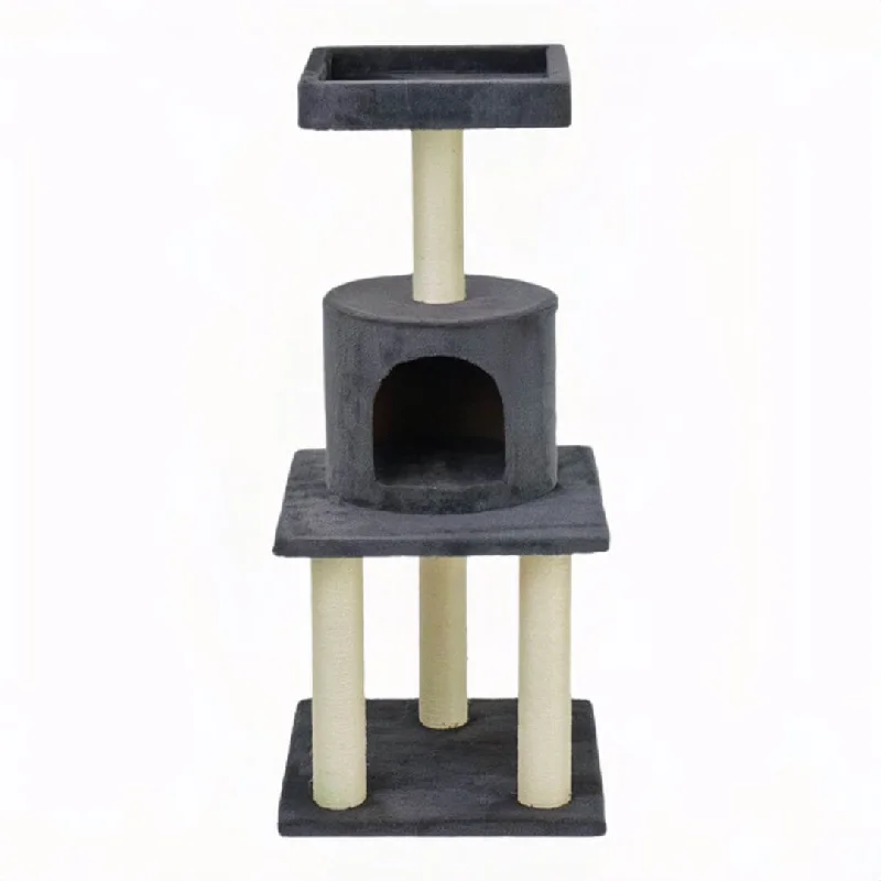 Modern Cat Tree With Scratching Post And Nest