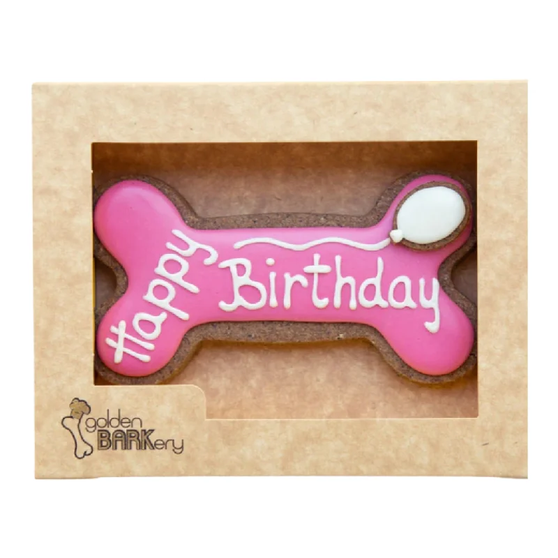 Golden Barkery Dog Biscuits - Happy Birthday Dog Bone Pink