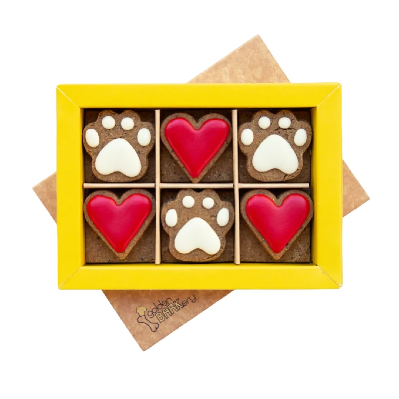 Golden Barkery Paw & Heart Pup Biscuit Dog Treats - 12 Dog Biscuits Box Red