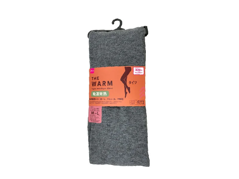 Heat-Generating and Moisture-Absorbing Tights - M to L - Charcoal - Plane -