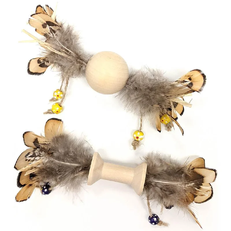 SPOT Love Earth Wood & Feather Assorted Cat Toy