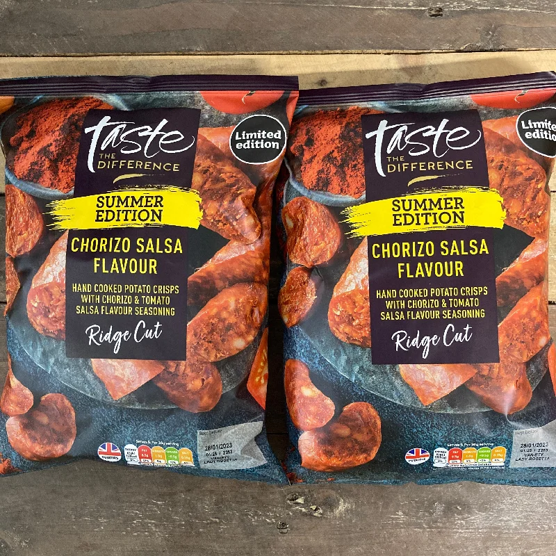 4x Sainsburys Taste the Difference Chorizo Salsa Crisps Share Bags (4x150g)
