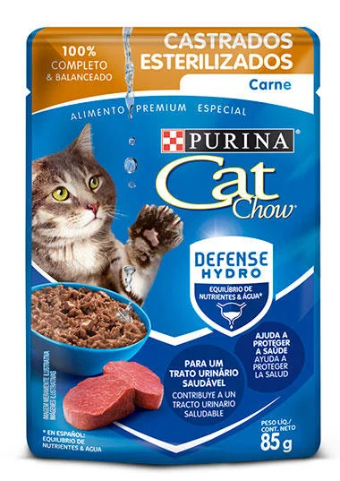 Cat Chow Pouche Esterilizados Carne x 85 Gr