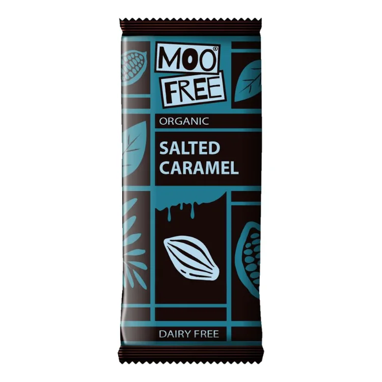 Moo Free Organic Sea Salt + Caramel Milk Chocolate Bar - 80g