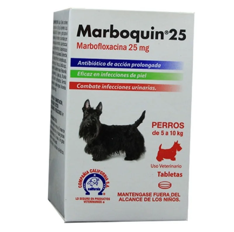 Marboquin 25 Mg Perro 5 A 10 Kg x 10 Tab