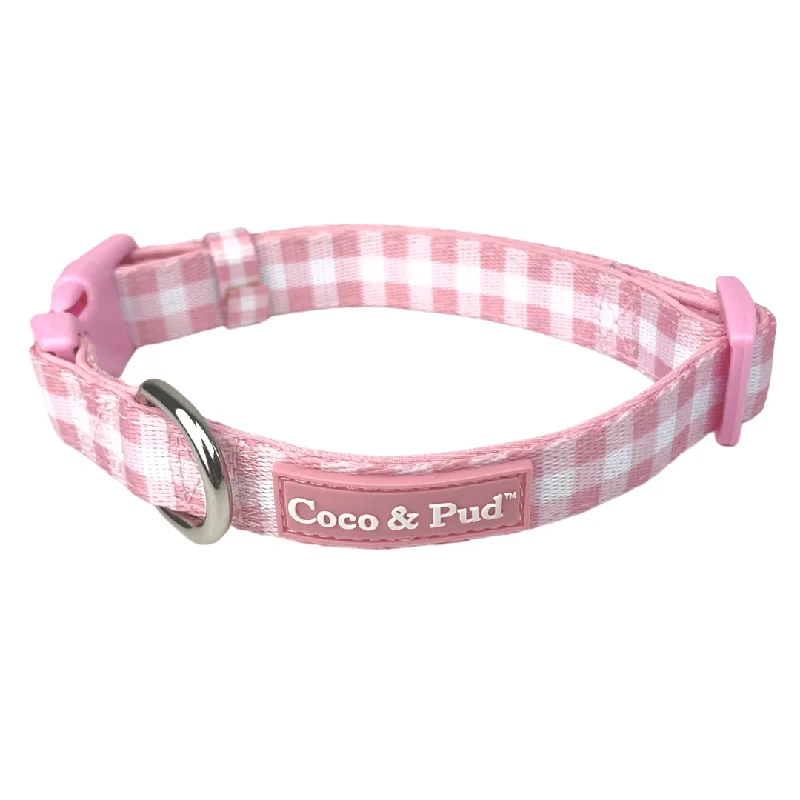 Gingham Rose Dog Collar - Coco & Pud