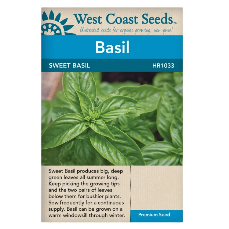 West Coast Seeds Sweet Basil Seeds - 280 Seeds