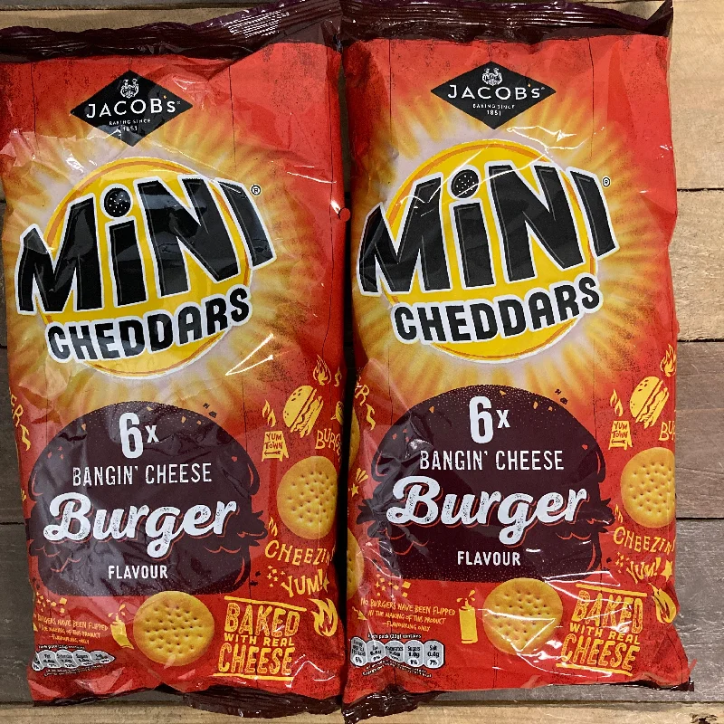 24x Jacobs Mini Cheddars Bangin Cheese Burger Bags (4 Packs of 6x23g)