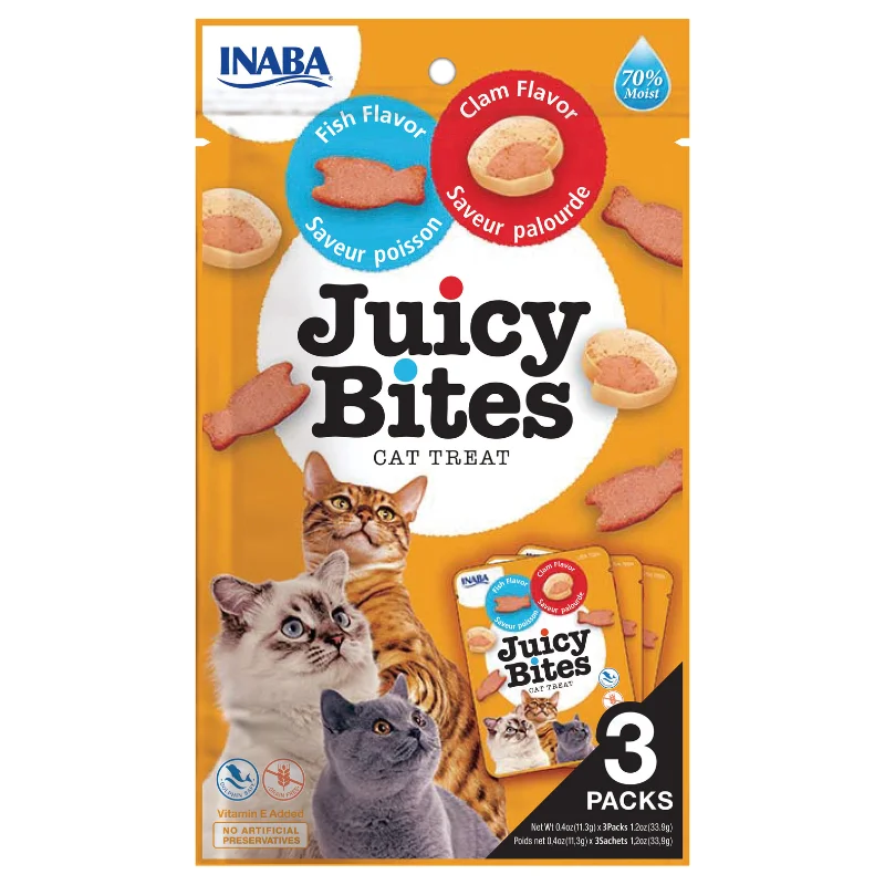 Churu Cat Treats Juicy Bites - Fish & Clam (3 sticks x 11g) - Pack of 5
