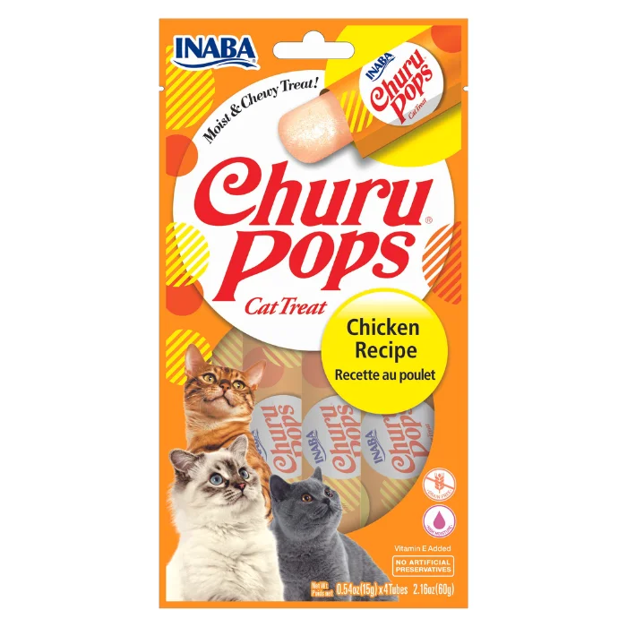 Churu Pops Cat Treats - Chicken Recipe (4 sticks x 15g) - Pack of 5