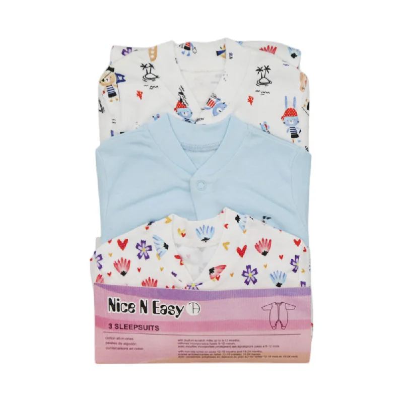 UNISEX L/S 3PC SLEEP SUIT W.SOCKS NICE&EASY MZS-24 3-6M 0053