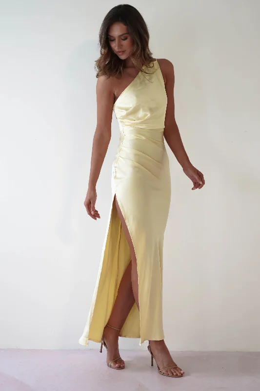 Thessy Soft Satin Maxi Dress | Yellow