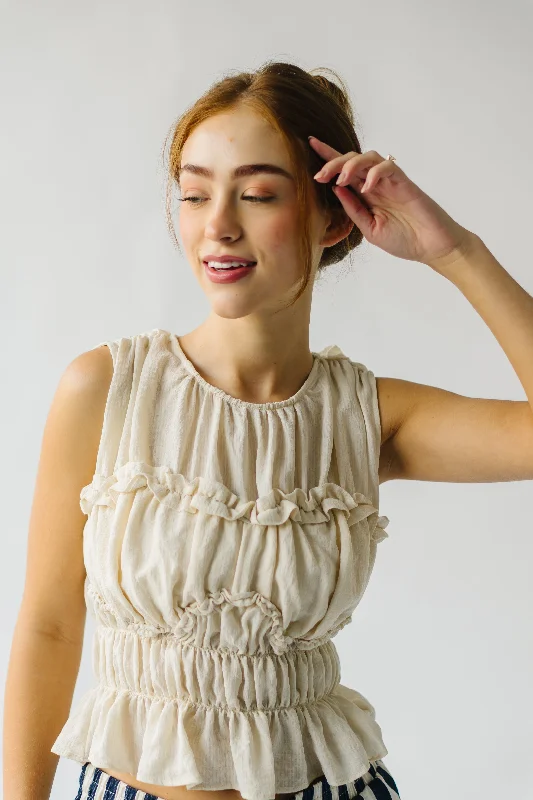 The Lessard Smocked Detail Blouse in Cream