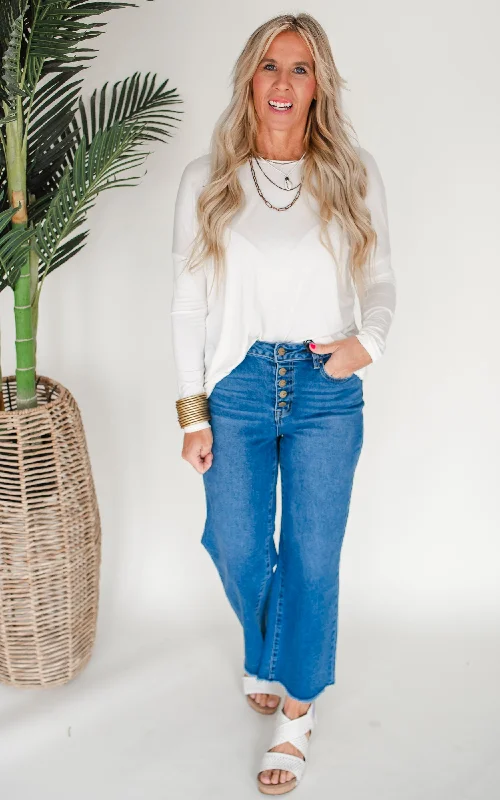 The Bristol High Rise Wide Leg Crop Denim Jean | Mica